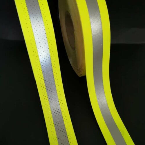 Reflexband Gelb Silber Gelb, Sicherheitsband für Jagdhunde