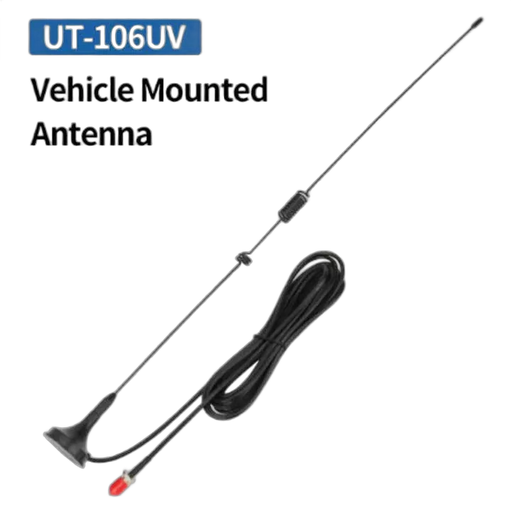 Magnetantenne VHF/UHF SMA Garmin und LOCIT Handgerät – Stabantenne mit Magnetfuß, Kabel und SMA-Stecker auf weißem Grund