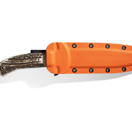 ADURO Jagdmesser 18 cm mit Hirschhorngriff und Kydex Scheide in Orange