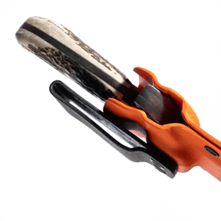 ADURO Jagdmesser 18 cm mit Hirschhorngriff und Kydex Scheide in Orange